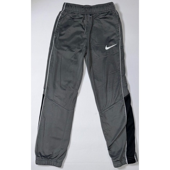 Nike Boys Track Pants Size 6-7 Gray Black Athletic Activewear Joggers - Picture 1 of 14